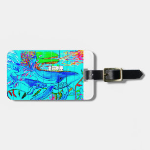 Etiqueta De Bagagem Tag da baleia de humpback e da bagagem do bebê