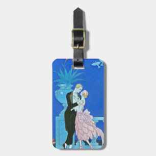 Etiqueta De Bagagem Tag da meia-noite da bagagem do art deco do beijo