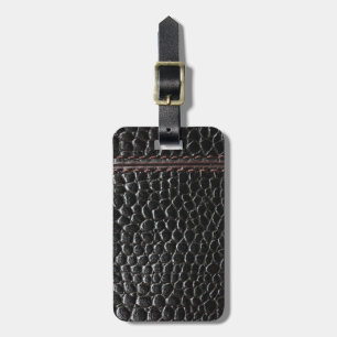 Etiqueta De Bagagem Tag de couro preto da bagagem da textura