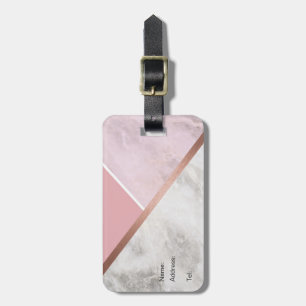 Etiqueta De Bagagem Tag de mármore Dourado cor-de-rosa personalizado