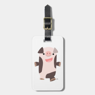Etiqueta De Bagagem Tag de sorriso da bagagem do porco dos desenhos