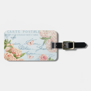 Etiqueta De Bagagem Tag floral francês da bagagem do vintage com