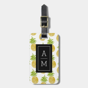Etiqueta De Bagagem Tag Monogrammed da bagagem do abacaxi fino