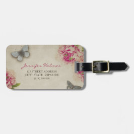 Etiqueta De Bagagem Tag personalizado peônias de Paris do vintage