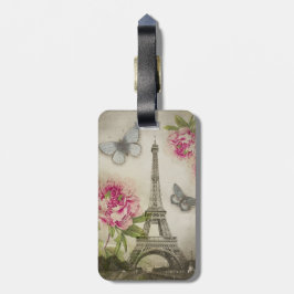 Etiqueta De Bagagem Tag personalizado peônias de Paris do vintage
