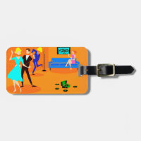 Tag retro da bagagem do cocktail dos desenhos