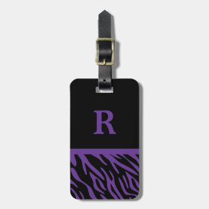 Etiqueta De Bagagem Tag roxo da bagagem da listra da zebra do