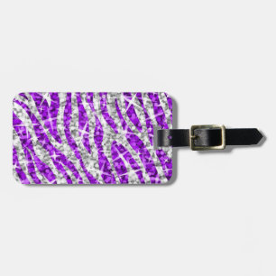 Etiqueta De Bagagem Tag roxo da bagagem do "texto" da zebra do Glitz