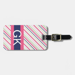 Etiqueta De Bagagem Tag roxo e cor-de-rosa da bagagem do monograma da