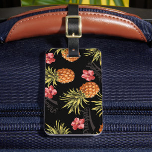 Etiqueta De Bagagem Tag tropical do viagem do hibiscus do abacaxi do