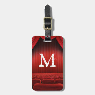 Etiqueta De Bagagem Tag vermelho da bagagem do monograma do teatro da