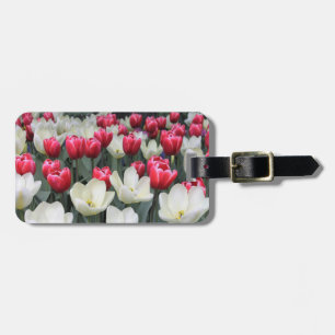 Etiqueta De Bagagem Tag vermelho e branco da bagagem das tulipas