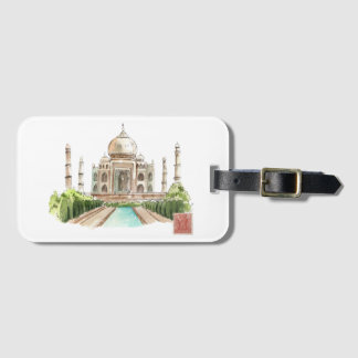 Etiqueta De Bagagem Taj Mahal Watercolor Art Impressão Icônico Decor I