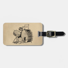 Etiqueta De Bagagem Tambores do Kit do Tambor de Vintage