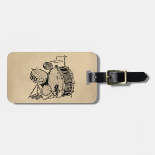 Etiqueta De Bagagem Tambores do Kit do Tambor de Vintage