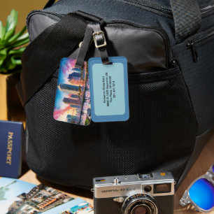 Etiqueta De Bagagem Tampa Skyline Abstrato Art