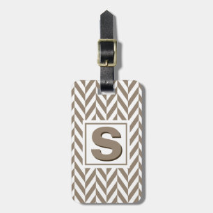 Etiqueta De Bagagem Tan White Herringbone Monograma
