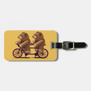 Etiqueta De Bagagem Tandem da bicicleta, impressão do urso de ursinho