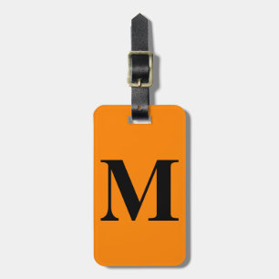 Etiqueta De Bagagem Tangerine Orange Black Custom Monogramas Name Gift