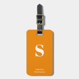 Etiqueta De Bagagem Tangerine Orange Monographic Name Na moda