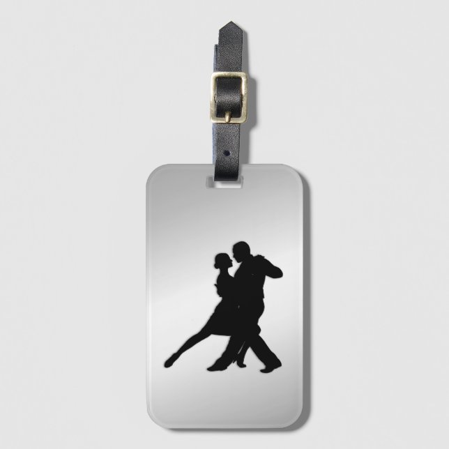 Etiqueta De Bagagem Tango Dancers Silhouette (Frente Vertical)