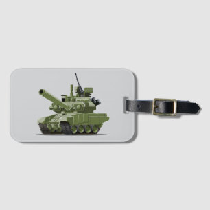Etiqueta De Bagagem Tanque blindado moderno de desenho animado