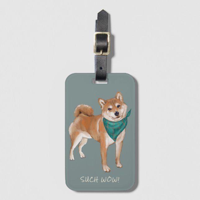 Etiqueta De Bagagem Tanto Wow! Cachorro Doge Shibe Fofo  (Frente Vertical)