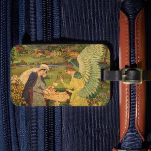 Etiqueta De Bagagem Tapeçaria Religiosa Vintage com Menino Jesus Crist
