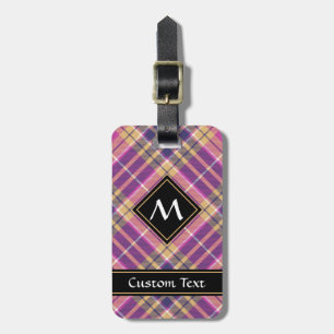 Etiqueta De Bagagem Tartan rosa, Dourado e azul