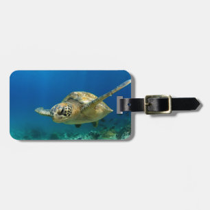 Etiqueta De Bagagem Tartaruga de mar subaquática