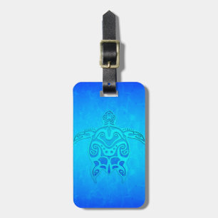 Etiqueta De Bagagem Tartaruga tribal azul