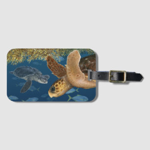 Etiqueta De Bagagem Tartarugas de mar no Tag da bagagem do habitat