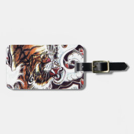 Etiqueta De Bagagem Tatuagem de Tigre Japonês