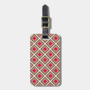 Etiqueta De Bagagem Taupe, Leve Taupe, Diamantes de Ikat Rosa Quente S