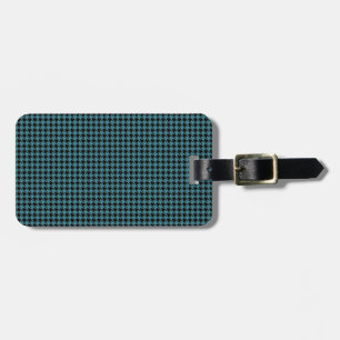 Etiqueta De Bagagem Teal e Preto de Houndstooth