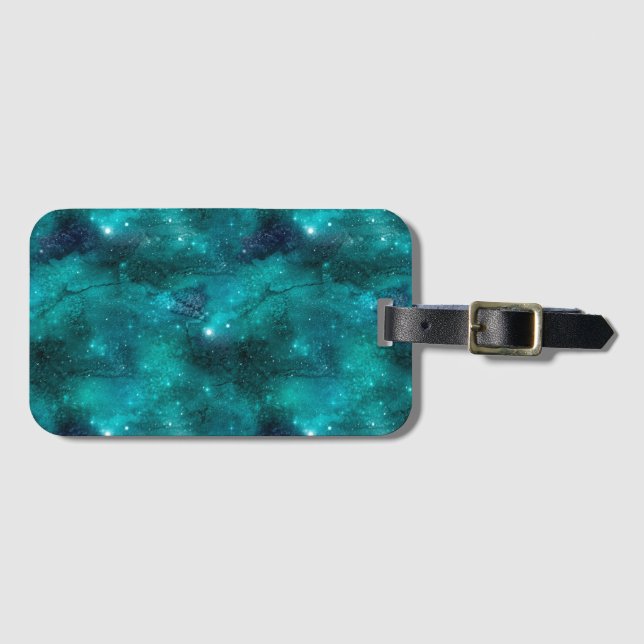 Etiqueta De Bagagem Teal Galaxy Series Design 8 (Frente Horizontal)