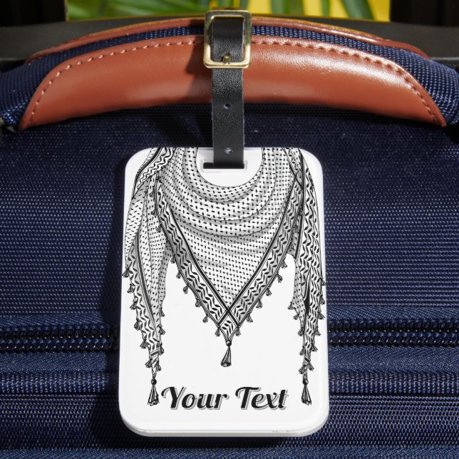 Etiqueta De Bagagem Tecido Tradicional do Keffiyeh Scarf Palestino (Frente Insitu 2)