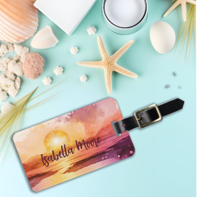Etiqueta De Bagagem Tema bonito Sunset Beach Personalizado (Criador carregado)