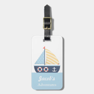 Etiqueta De Bagagem Tema náutico elegante do barco de vela para