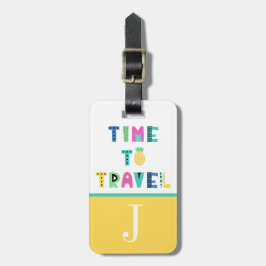 Etiqueta De Bagagem Tempo para Viagem do Bloqueio de Cores Tropicais