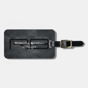 Etiqueta De Bagagem Tendência Estilo Cinza Monograma Simples Simples