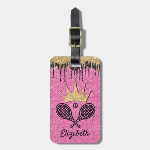 Etiqueta De Bagagem Tênis Queen Pink Glitter Sparkle Nome Monograma
