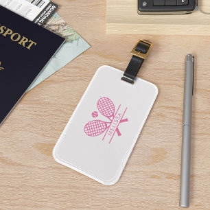 Etiqueta De Bagagem Tênis Racket e Motif Rosa Bola Personalizados