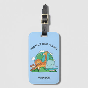 Etiqueta De Bagagem Terra de Texto Personalizado com Animais