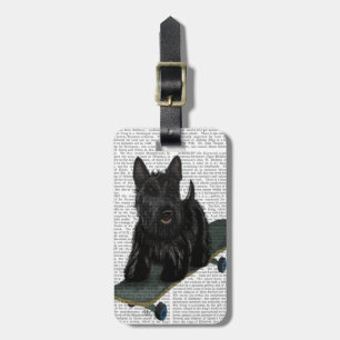 Etiqueta De Bagagem Terrier escocês e skateboard