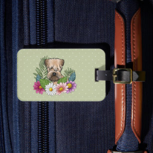 Etiqueta De Bagagem Terrier Wheaten de Capa Macia Flores Coloridas Ver