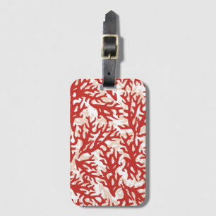 Etiqueta De Bagagem Teste padrão 2 do coral vermelho