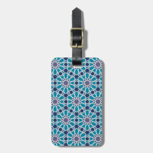 Etiqueta De Bagagem Teste padrão abstrato em azul e em cinzento