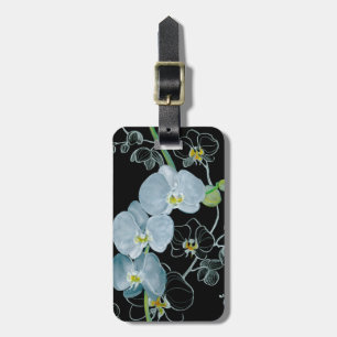 Etiqueta De Bagagem Teste padrão branco das orquídeas da aguarela