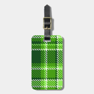 Etiqueta De Bagagem Teste padrão Checkered da cor verde